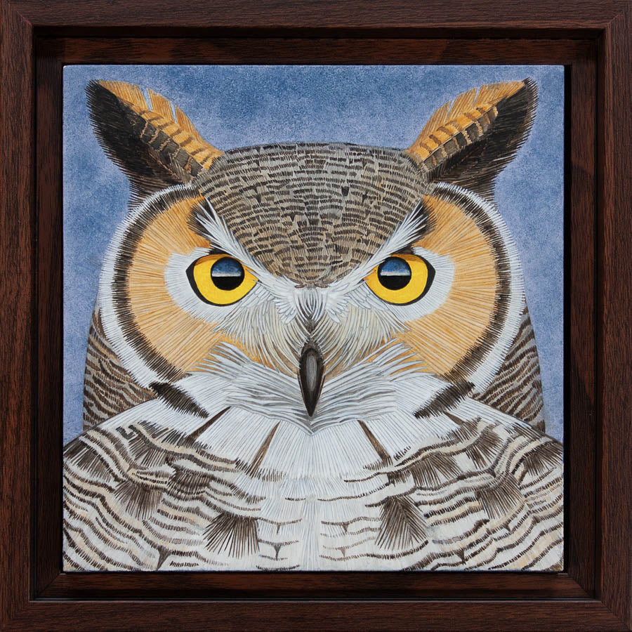 Great Horned Owl Study - 6"x6" Acrylic